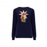 Maglione donna blu fantasia Star Cat