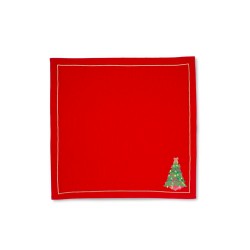 Coppia di tovaglioli ricamati fantasia albero di Natale 2