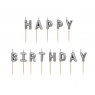 Candeline Happy Birthday argento metalizzato