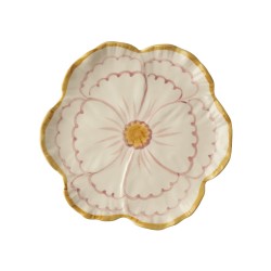 Piatto da dolce in ceramica a forma di fiore con bordo giallo