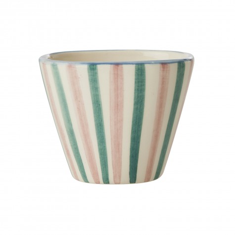 Tazzina da espresso in ceramica fantasia a righe dipinta a mano