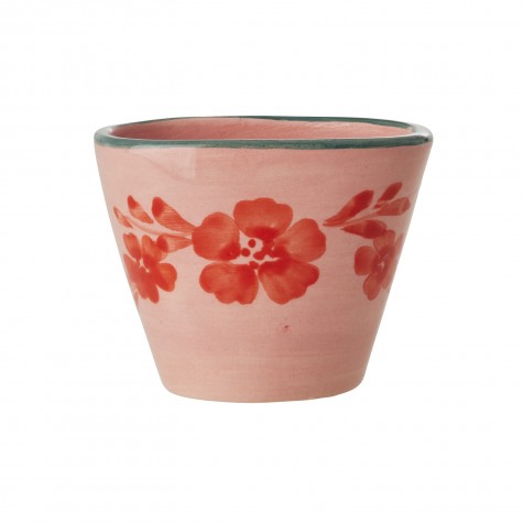 Tazzina da espresso in ceramica con fiori rossi dipinti a mano