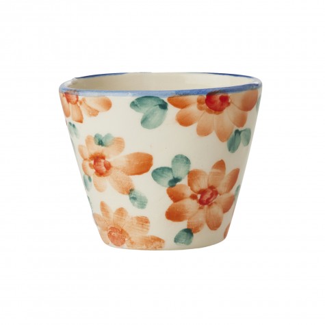 Tazzina da espresso in ceramica con fiori arancioni dipinti a