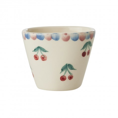 Tazzina da espresso in ceramica con ciliegie dipinte a mano