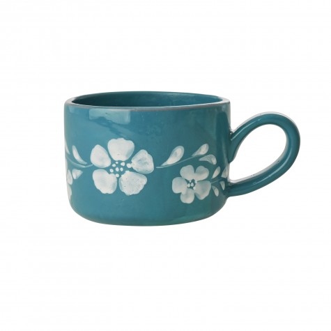 Tazza mug in ceramica con fiori bianchi | Rice