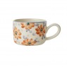 Tazza da cappuccino in ceramica con fiori arancioni dipinti a