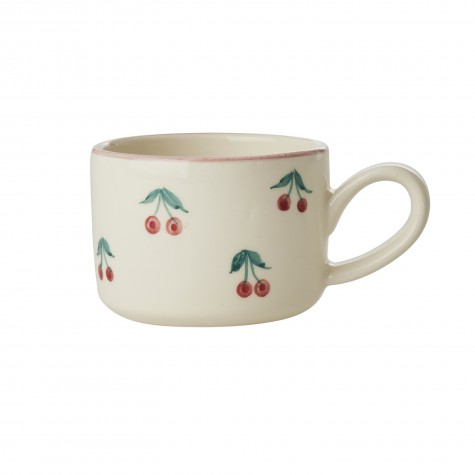 Tazza da cappuccino in ceramica con ciliegie dipinte a mano