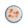 Piattino da dessert in ceramica con fiori rossi dipinti a mano