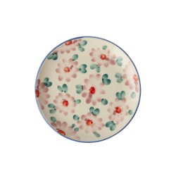 Piattino da dessert in ceramica con fiori rosa dipinti a mano