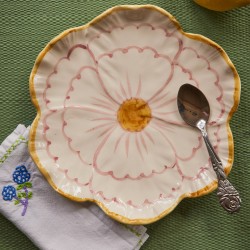 Piatto da dolce in ceramica a forma di fiore con bordo giallo 2