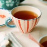 Tazza da tè in ceramica con fantasia a righe dipinta a mano