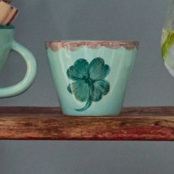 Tazzina da espresso in ceramica con quadrifoglio dipinto a mano 2