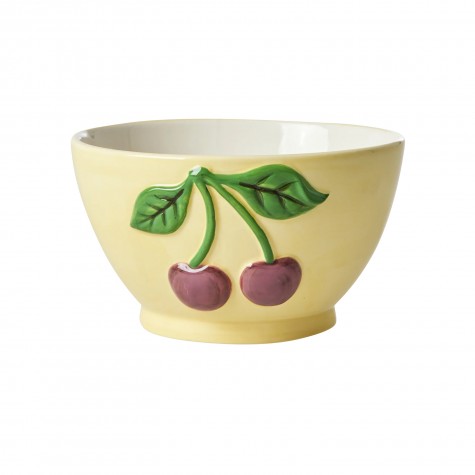 Tazza da colazione in ceramica con ciliegie in rilievo