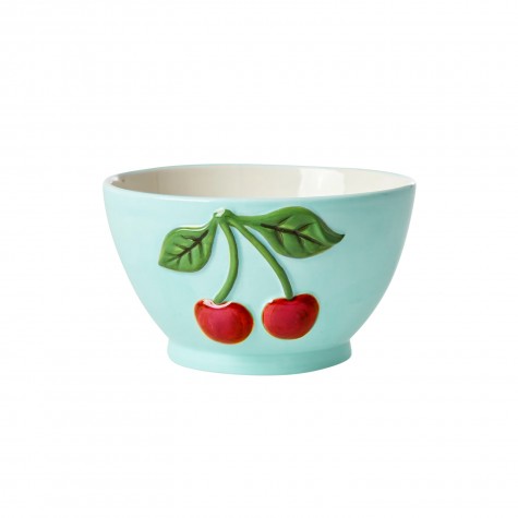 Tazza piccola da colazione in ceramica con ciliegie in rilievo