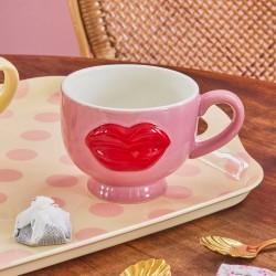 Mug in ceramica rosa con labbra in rilievo | Rice 2