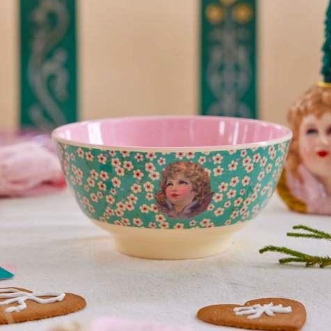 Tazza grande da colazione fantasia floreale con angioletto