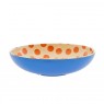 Insalatiera bassa in melamina blu e pois arancioni