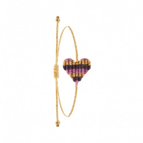 Braccialetto cuore a righe color viola, lavanda e oro multicolor Braccialetto cuore a righe color viola, lavanda e oro multicolor
