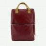 Zaino in plastica riciclata bordeaux con tasca frontale