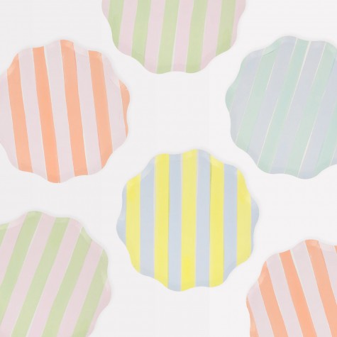 Piattini di carta a righe bicolor pastello