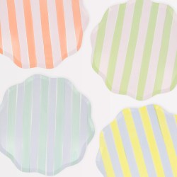 Piatti di carta a righe bicolor pastello