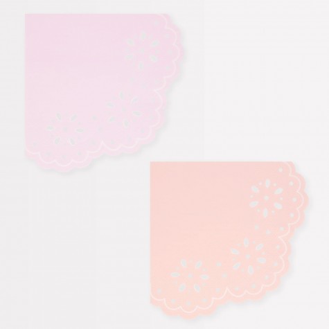 Tovaglioli di carta rosa fantasia Broderie Anglaise Tovaglioli di carta rosa fantasia Broderie Anglaise