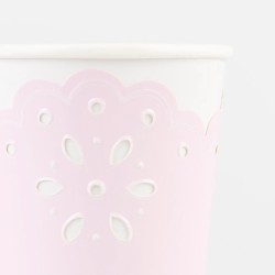 Bicchieri di carta bianchi fantasia Broderie Anglaise 2