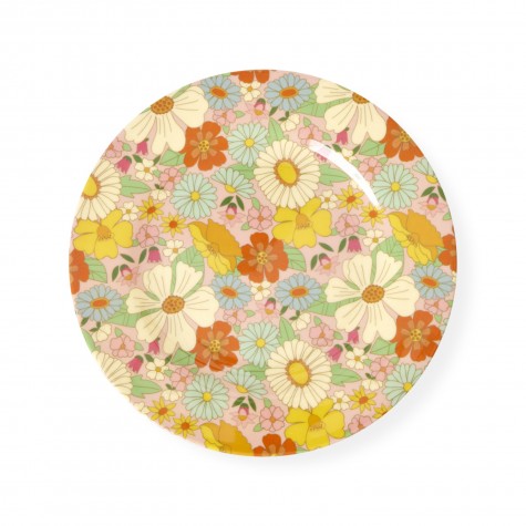 Piatto frutta in melamina fantasia floreale hippie