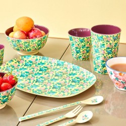 Bicchiere medio in melamina con foglie e fiori 2