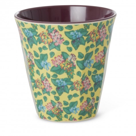Bicchiere medio in melamina con foglie e fiori