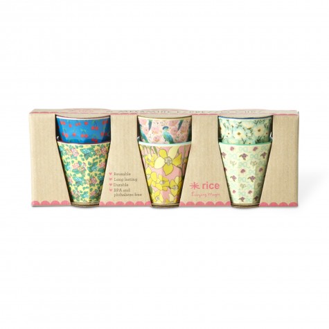 Set 6 tazzine espresso fantasie floreali assortite