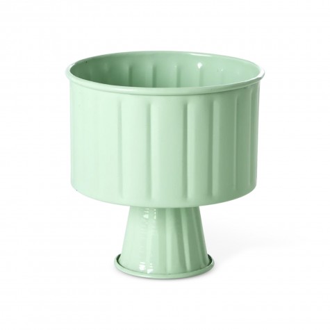 Vaso verde in metallo con piedistallo | Rice