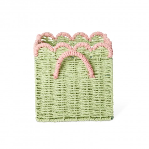 Cestino pieghevole verde con manici rosa | Rice Cestino pieghevole verde con manici rosa | Rice