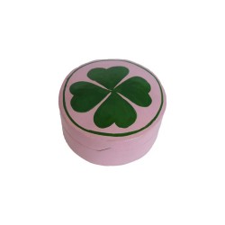 Scatolina rotonda fantasia quadrifoglio