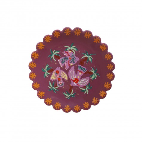 Piatto da dessert in ceramica fantasia uccellini