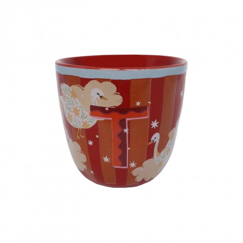 Bicchiere in ceramica con iniziale T