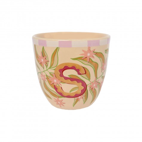 Bicchiere in ceramica con iniziale S