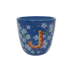 Bicchiere in ceramica con iniziale J