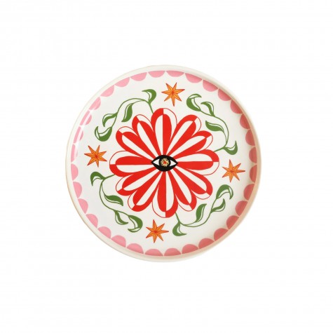 Piatto da dessert in ceramica con fiore