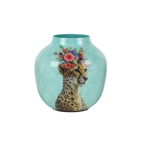 Vaso in ceramica con ghepardo