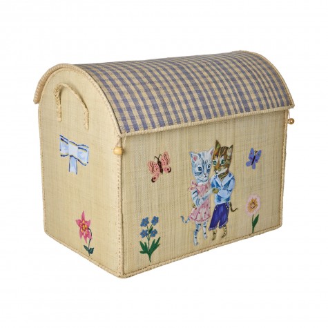 Rice x Nathalie Lete - Casetta portagiochi in rafia con gattini