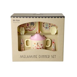 Set pappa in melamina a tema parco divertimenti rosa