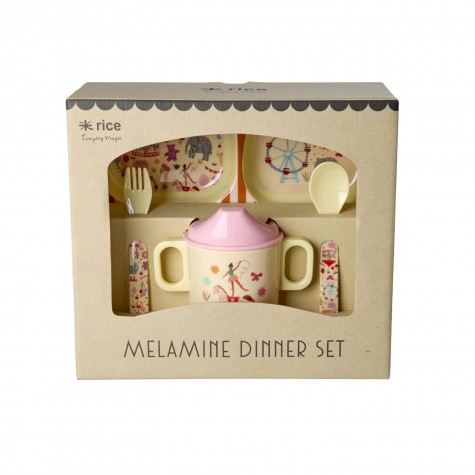 Set pappa in melamina a tema parco divertimenti rosa Set pappa in melamina a tema parco divertimenti rosa