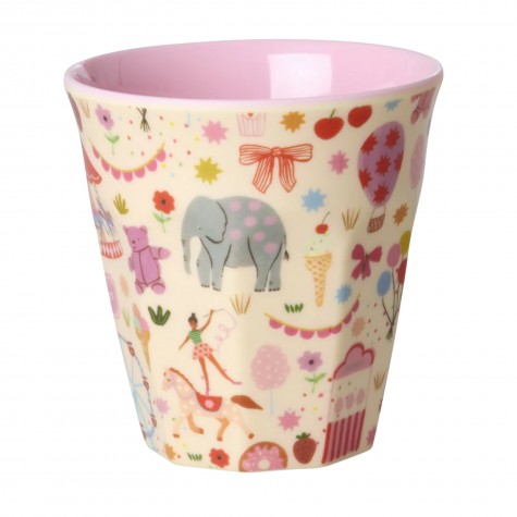 Bicchiere piccolo in melamina rosa a tema parco divertimenti