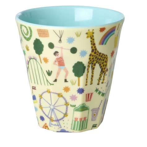 Bicchiere medio in melamina azzurro a tema parco divertimenti