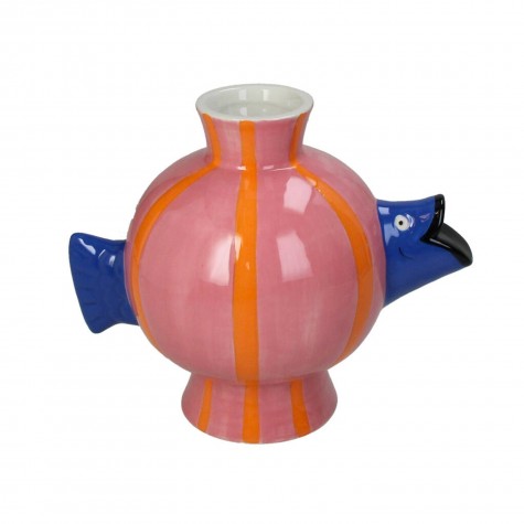 Vaso tondo in dolomite design pesce