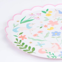 Piatti di carta con unicorni e fiori | Meri Meri 2