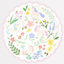 Piatti di carta con unicorni e fiori | Meri Meri
