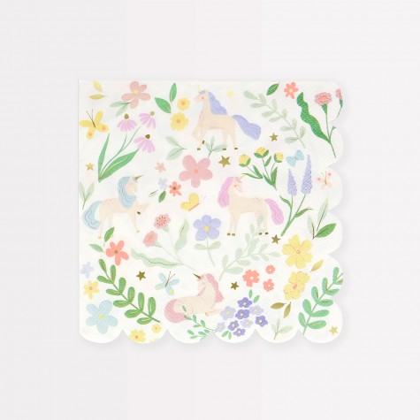 Tovaglioli di carta con unicorni e fiori
