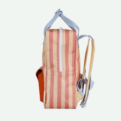 Zainetto in plastica riciclata a righe con tasca frontale a 2